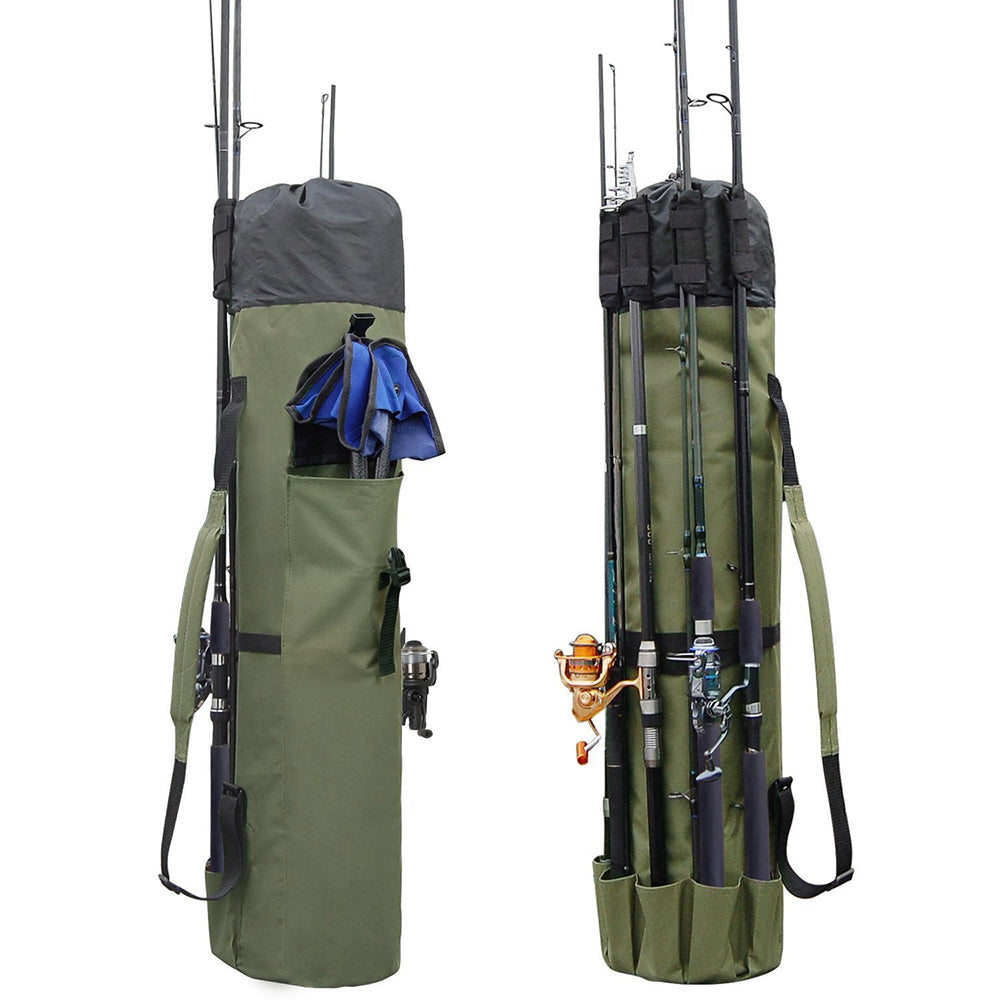 Eyotto Fishing Rod Bag, Fishing Rod & Reel Organizer Bag, 5 Poles Storage Fishing Rod Case Bag, Portable Folding Fishing Carry Bag