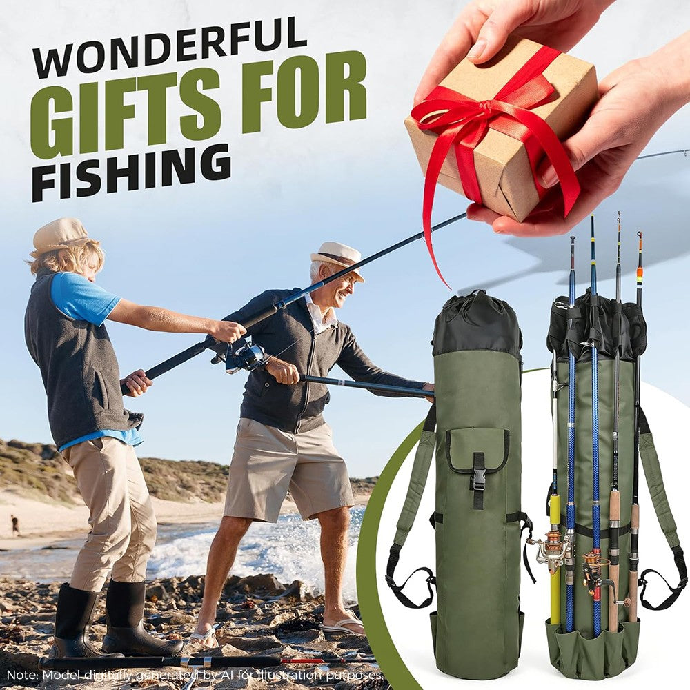 Eyotto Fishing Rod Bag, Fishing Rod & Reel Organizer Bag, 5 Poles Storage Fishing Rod Case Bag, Portable Folding Fishing Carry Bag
