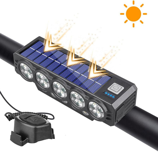 eYotto 3 in 1 Solar Bike Light, Rechargeable 10 LED Bike HeadLight, Solar Bike Light with Speaker, Bicycle Light with Alerting, Bike Spotlight