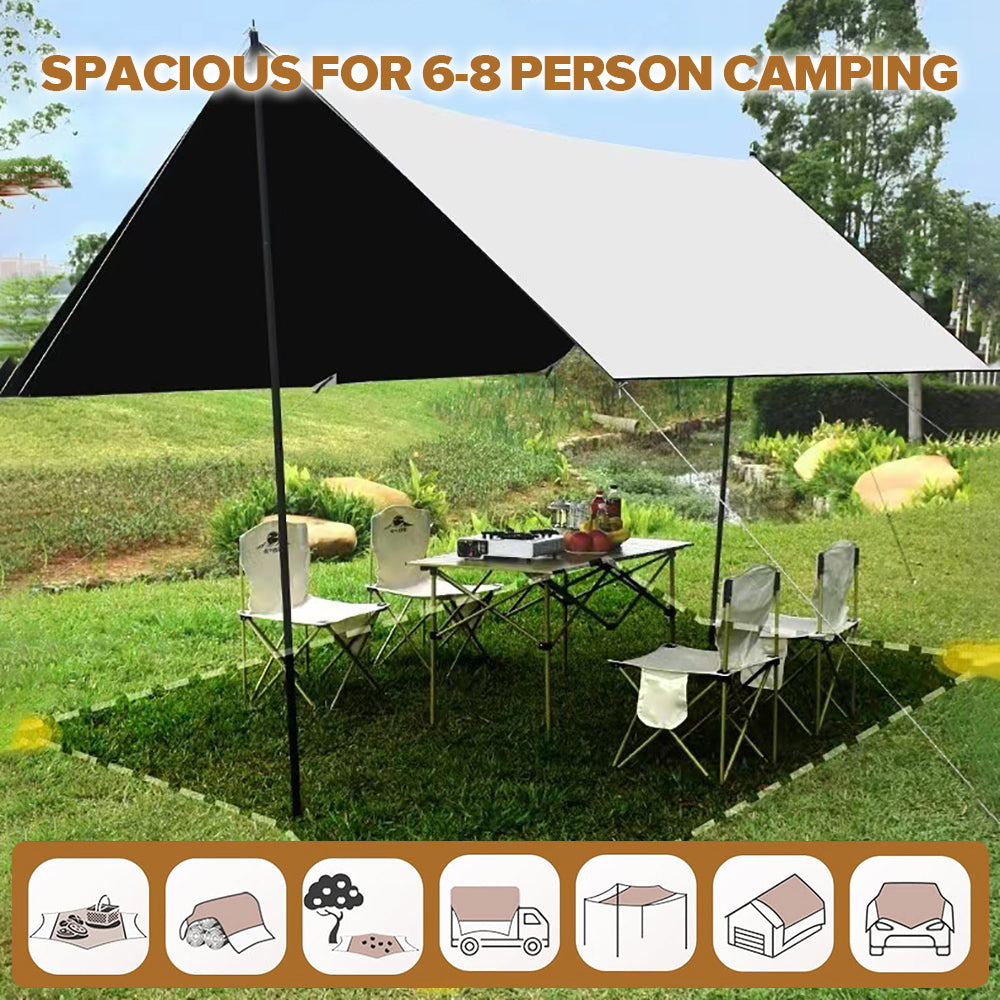 Eyotto 13ft*10ft Camping Tent Tarp, Vinyl Canopy Fly Tent, Portable Camping Tarp with Storage Bag, Waterproof Tarp, White
