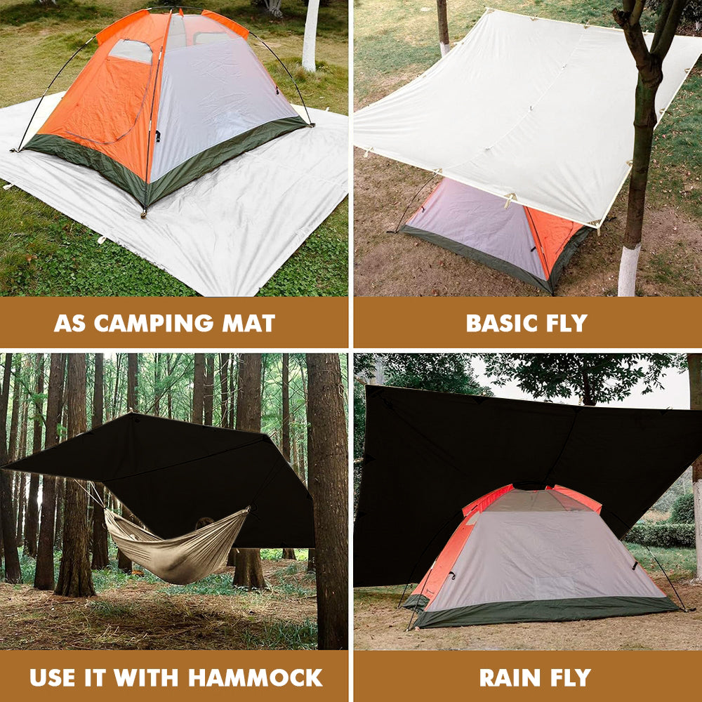 Eyotto 13ft*10ft Camping Tent Tarp, Vinyl Canopy Fly Tent, Portable Camping Tarp with Storage Bag, Waterproof Tarp, White