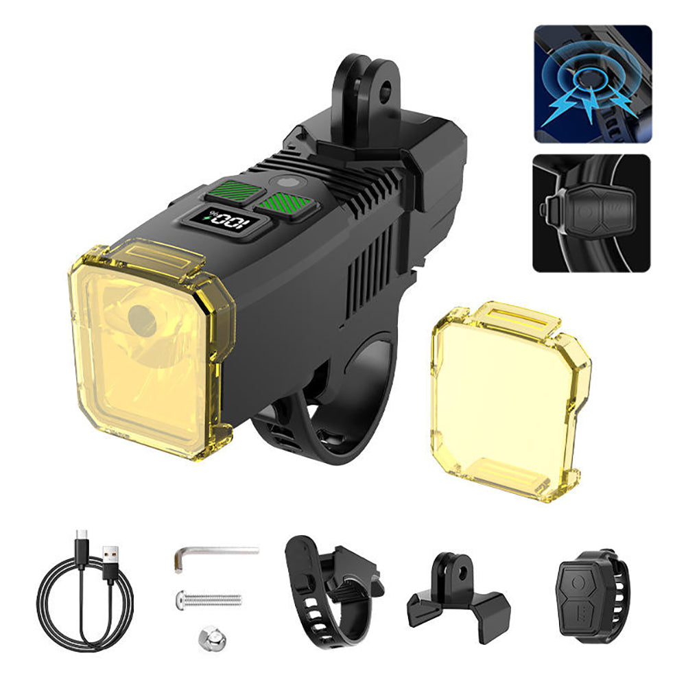 Eyotto 2000mAh Bike Light with Digital Display, Auto Adjustble Sensoring Bicycle Headlight, Rechargeable Bike Light with Cover for Rainy Foggy Day
