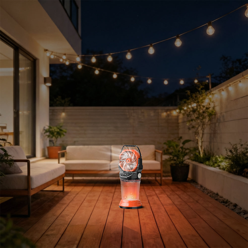 eYotto Outdoor Misting Fan Light with 2L Water Tank, Portable Misting Fan with Remote, Rechargeable Mist Fan Cooler with RGB Light Flashlight for Outdoor/Indoor Party Camping Hiking Picnic BBQ