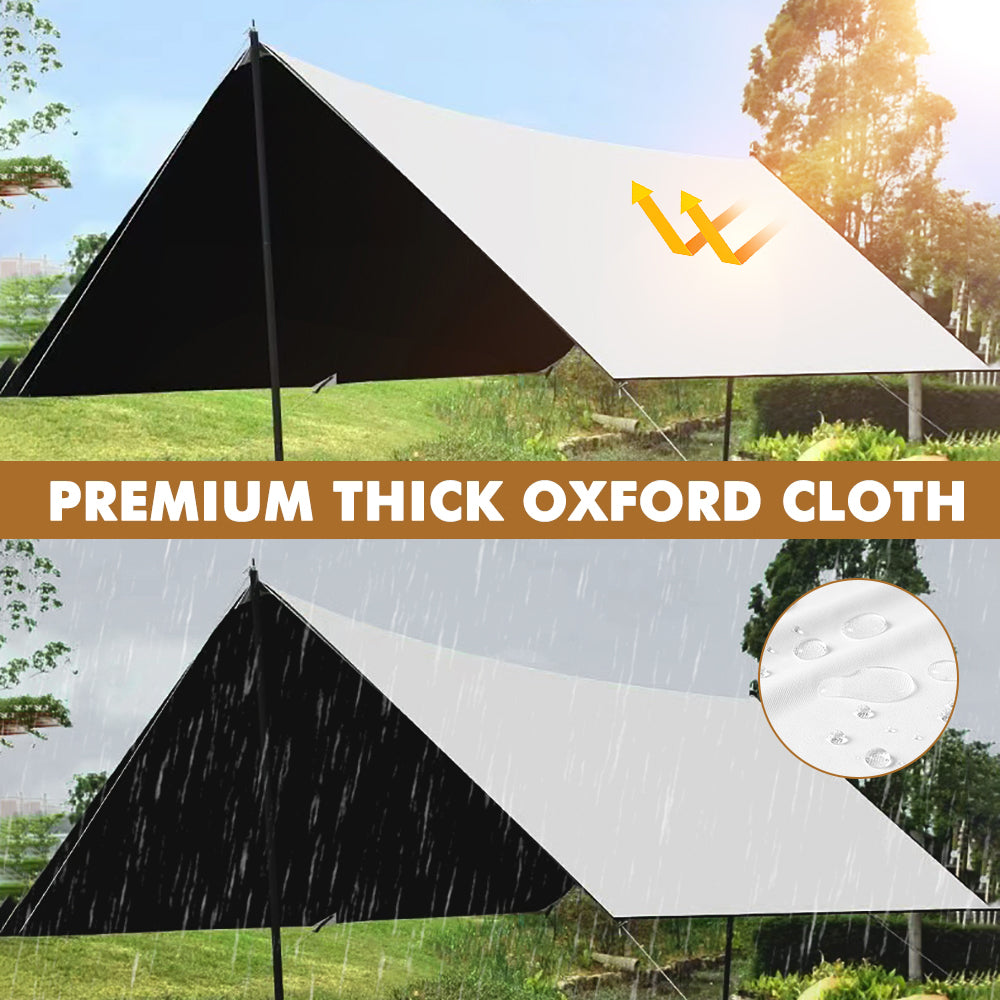 Eyotto 13ft*10ft Camping Tent Tarp, Vinyl Canopy Fly Tent, Portable Camping Tarp with Storage Bag, Waterproof Tarp, White