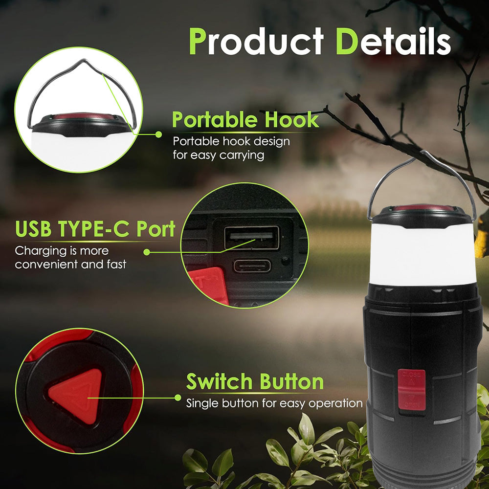 Eyotto 2 in 1 Camping Light with Tool Box, 4 Modes Outdoor Camping Lantern, Built-in Tool Box for Emergency for Camping Fishing Hiking Outdoor Activities