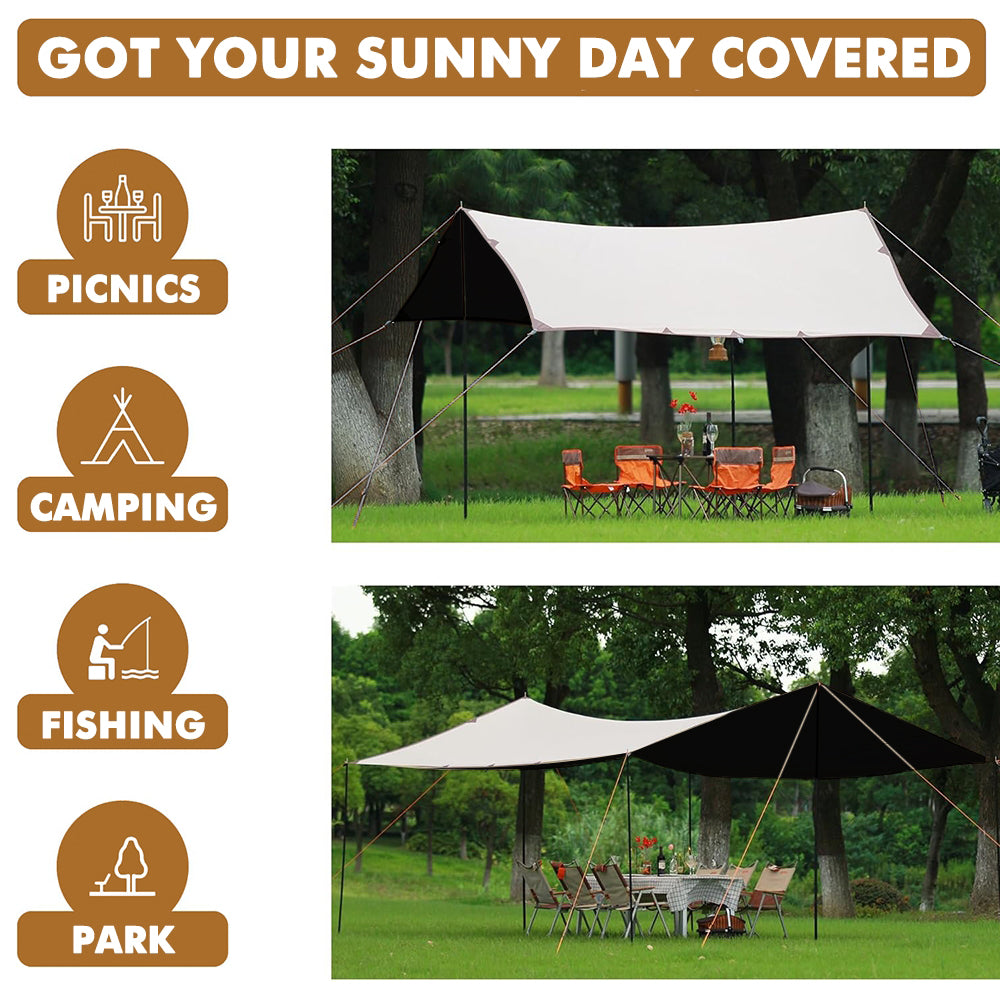 Eyotto 13ft*10ft Camping Tent Tarp, Vinyl Canopy Fly Tent, Portable Camping Tarp with Storage Bag, Waterproof Tarp, White