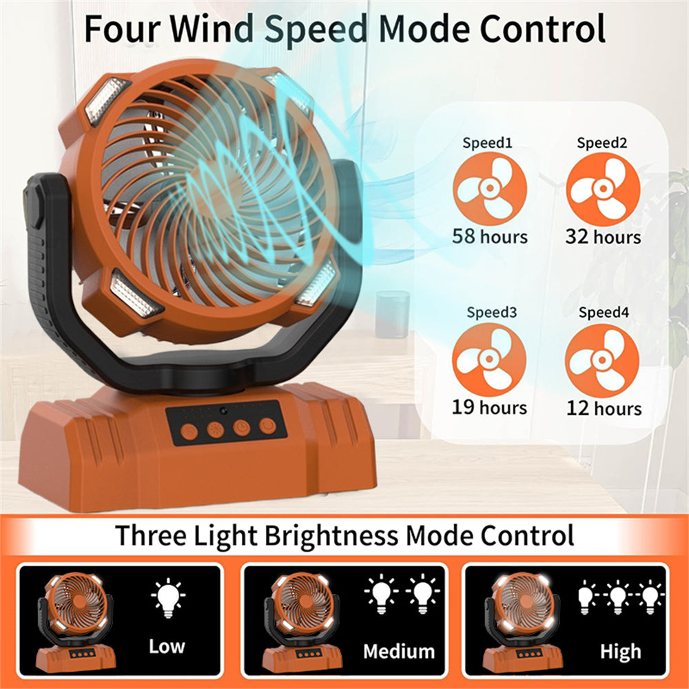 Eyotto 2 in 1 Outdoor Camping Fan and LED Lantern with Remote Control, 20000mAh Portable Personal Rechargeable Fan with Rotation and Built-in Hook for Outdoor Camping Hiking