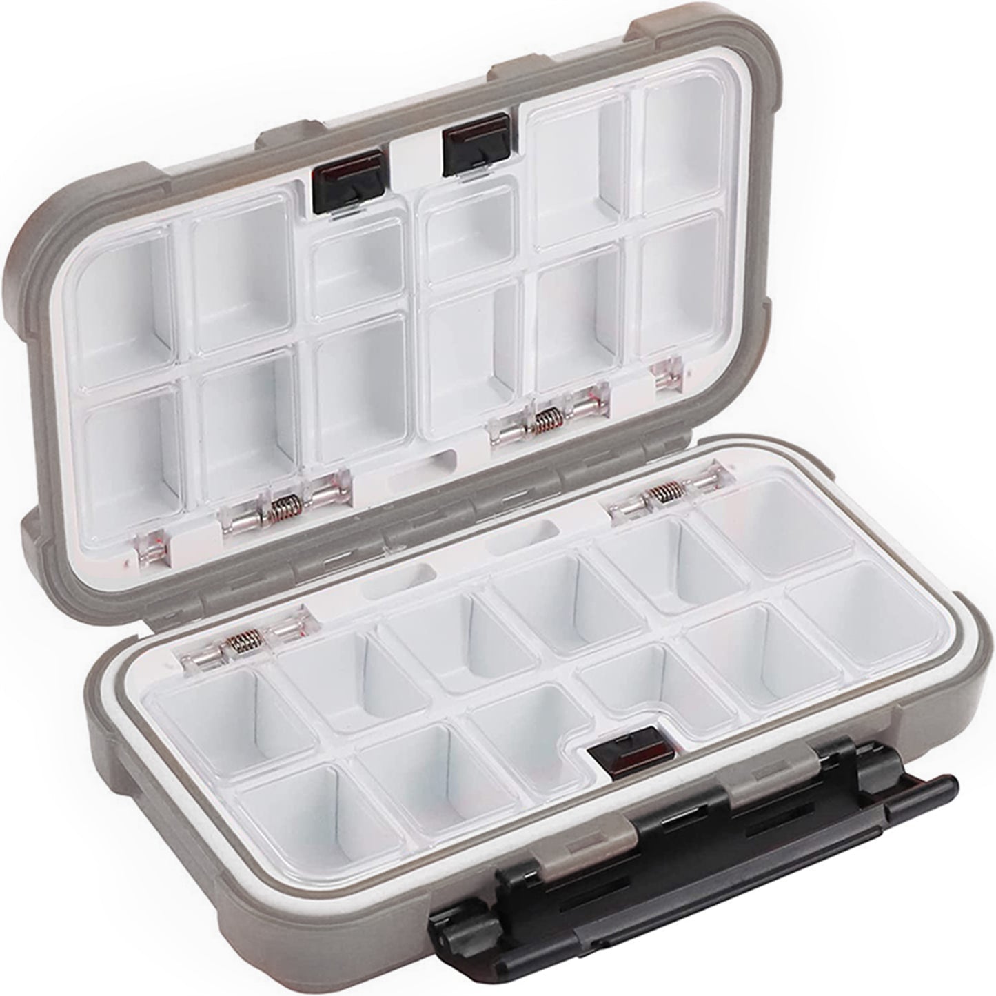 Eyotto Gray 24 Slots Fishing Tackle Box Organizer Adjustable Dividers, Medicine Tools Storage Box