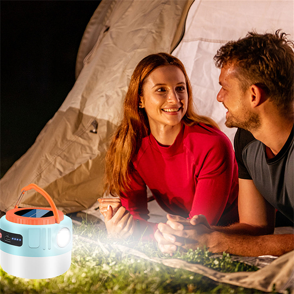 eYotto Solar LED Camping Light, Hiking LED Light with Flashlight, USB Rechargeable Outdoor Camping Lantern, Solar Tent Light, Solar Spot Light for Camping Garden Tent Hiking Climbing