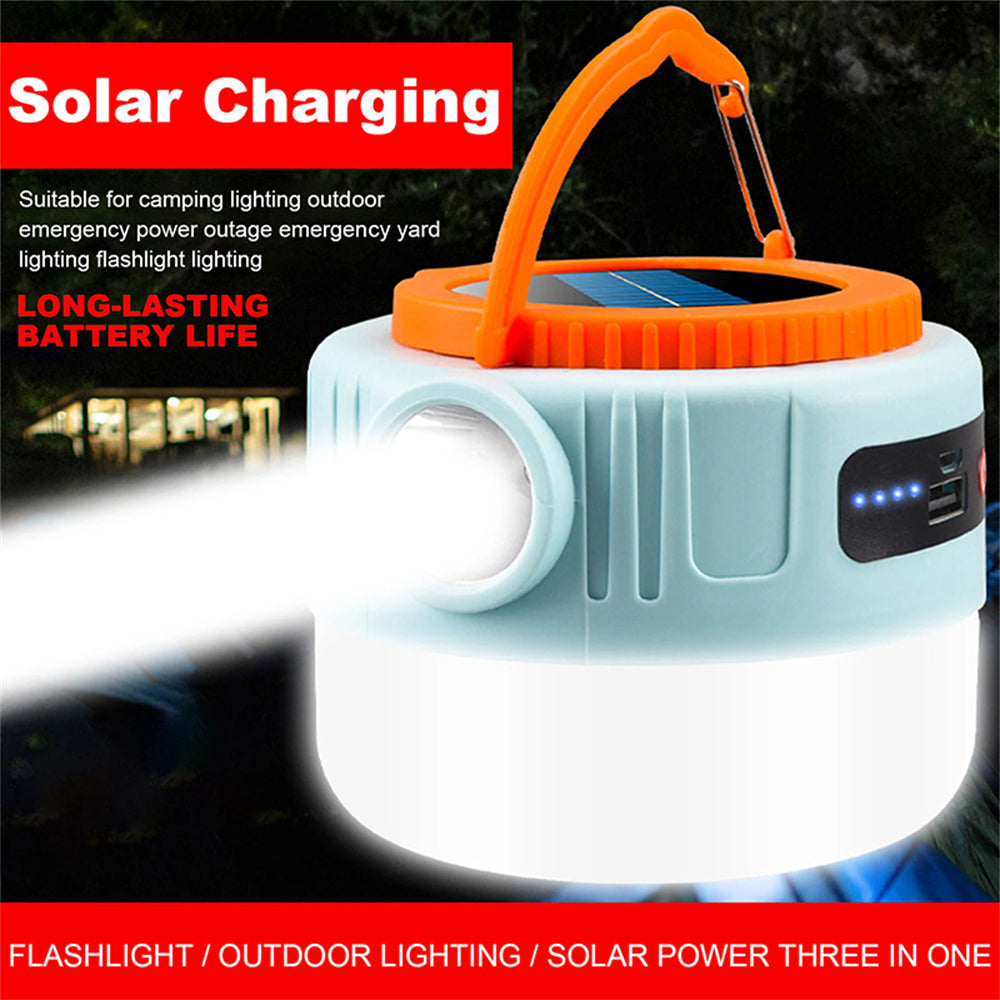 eYotto Solar LED Camping Light, Hiking LED Light with Flashlight, USB Rechargeable Outdoor Camping Lantern, Solar Tent Light, Solar Spot Light for Camping Garden Tent Hiking Climbing