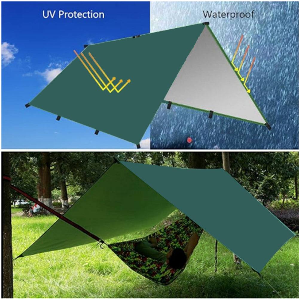 Eyotto 10ft *10ft Outdoor Camping Canopy, Waterproof Fly Tent Tarp, Easy Set up Portable Canopy with Storage Bag for Camping Picnic