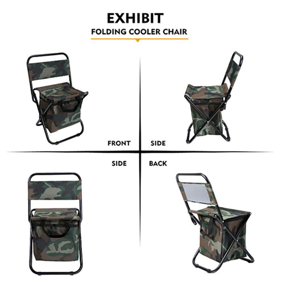 eYotto 2 Pack Foldable Outdoor Chair with Storage Bag, Portable Camping Chair with Large Capacity Insulation Bag Lightweight Backrest for Camping Fishing (Camouflage)