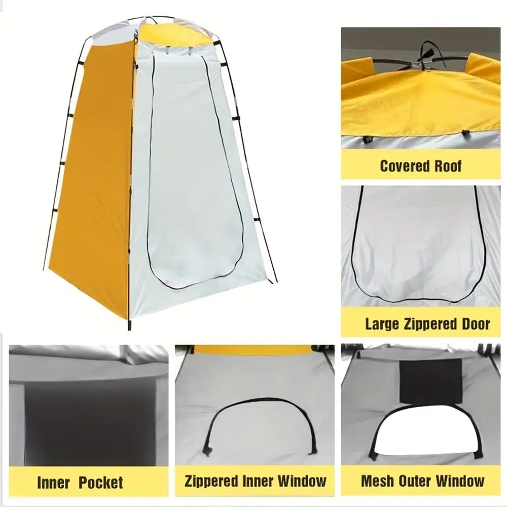 Eyotto 75in Pop up Quick Set Up Shower Tent, Waterproof Dressing & Privacy Tent for Camping and Beach, Portable Changing Room Shelter Canopy with Storage Bag Yellow