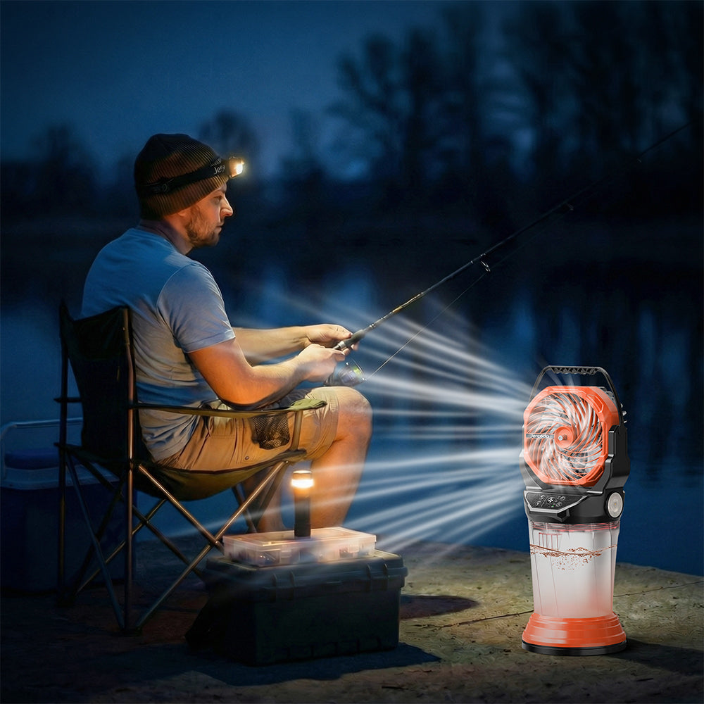eYotto Outdoor Misting Fan Light with 2L Water Tank, Portable Misting Fan with Remote, Rechargeable Mist Fan Cooler with RGB Light Flashlight for Outdoor/Indoor Party Camping Hiking Picnic BBQ